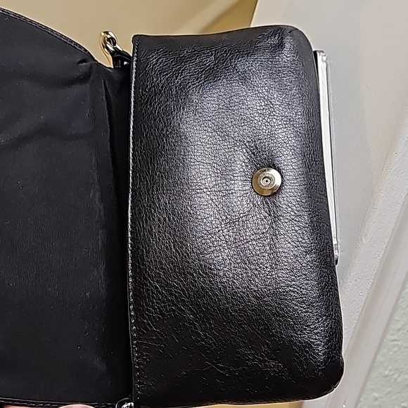 Coach Black Pleated Leather Convertible Minibag/Wristlet Silvertone HDWR VGUC - Picture 13 of 16